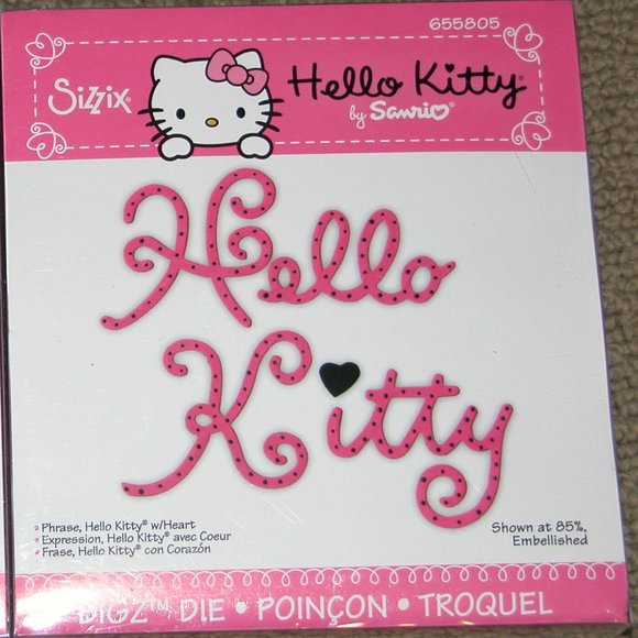 Sizzix Bigz die, Hello Kitty Phrase w Heart - Picture 1 of 4